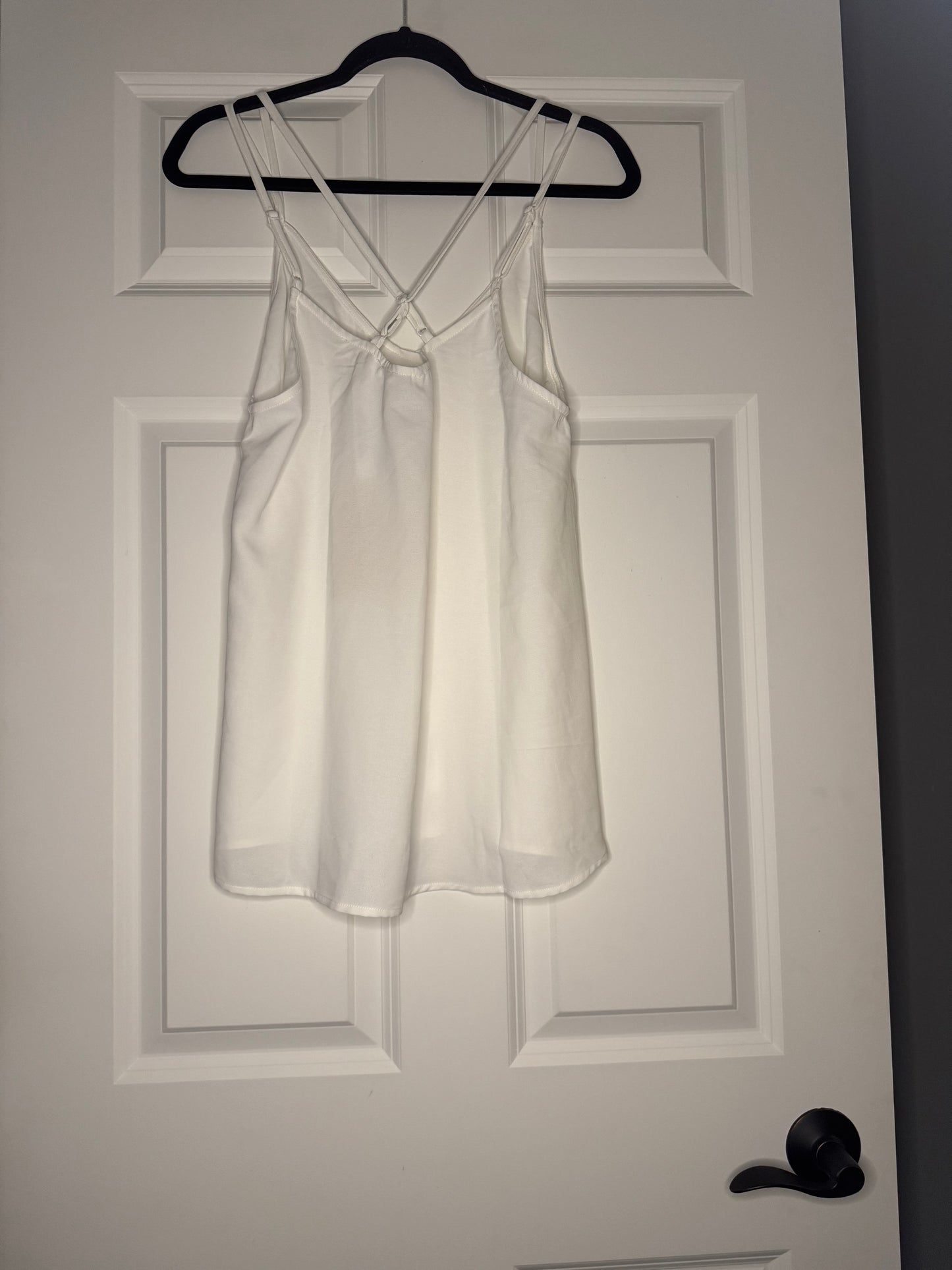 Fsl apparel sleeveless blouse button up criss cross back large white nwt