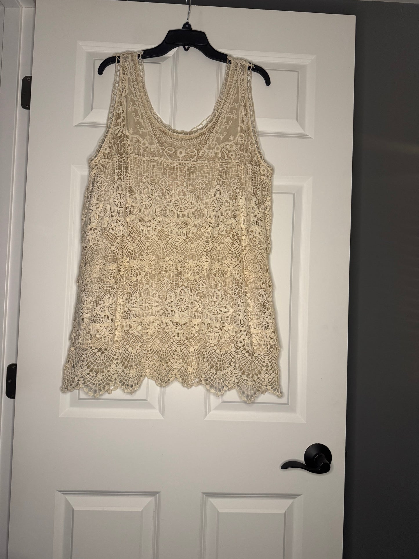 Dress barn sleeveless cream crochet top 22/24 nwt
