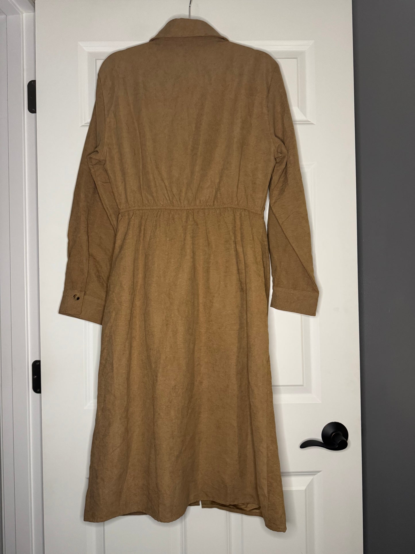Cupshe button up dress w tie front xl brown nwt