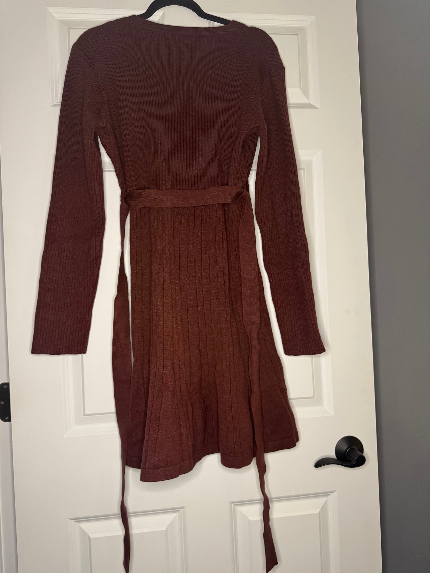 Cupshe deep reddish brown ribbed dress w belt xl new without tags