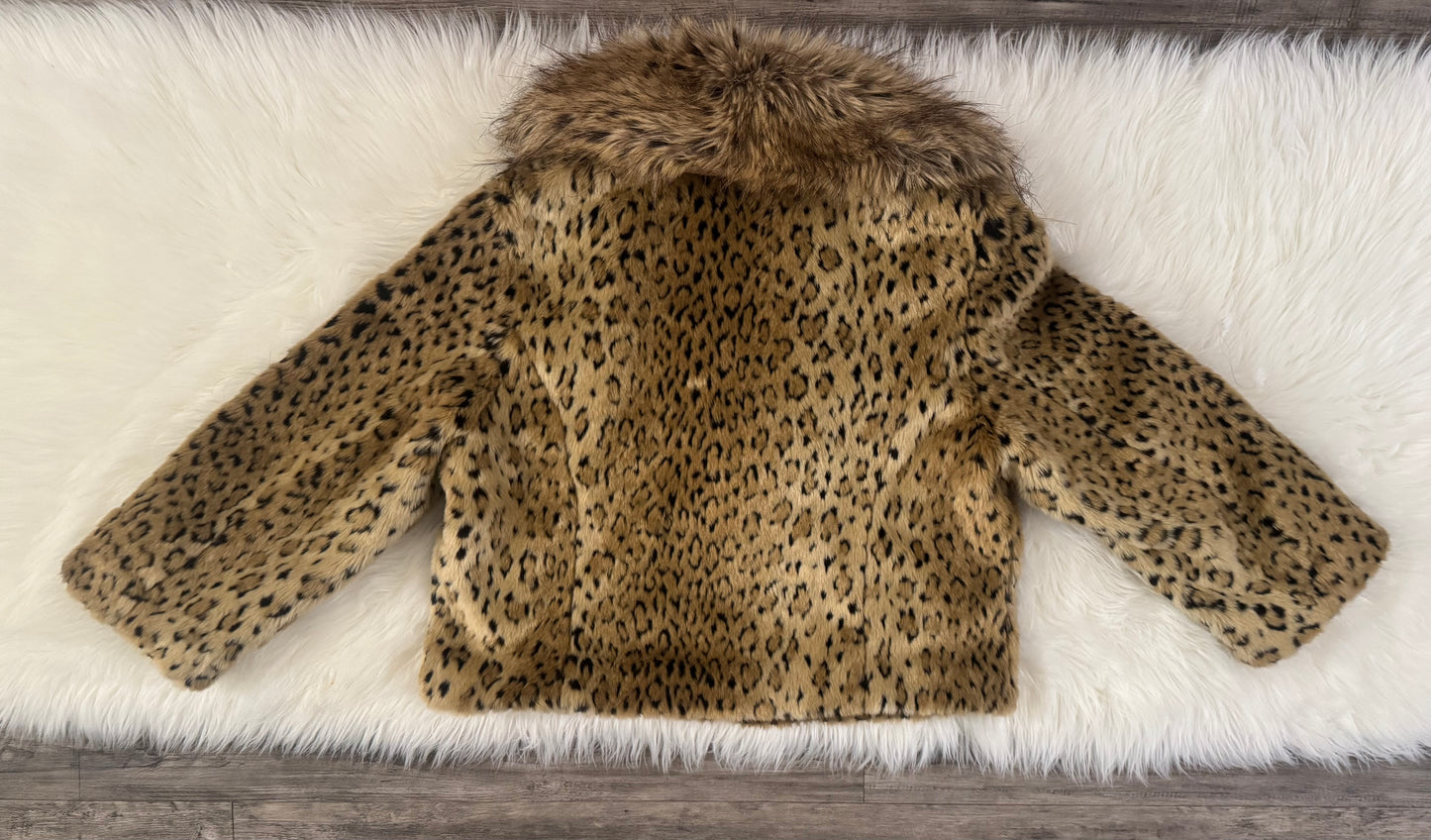 International Concepts faux fur leopard print coat large