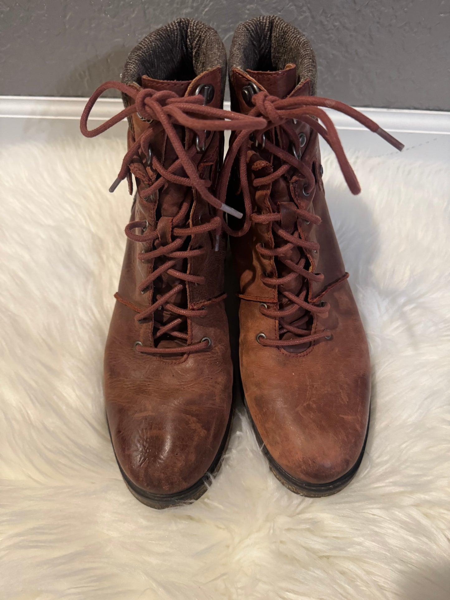 Aertrex Aubrey lace up tweed cuff boots 42 brown leather (10.5-11 US)