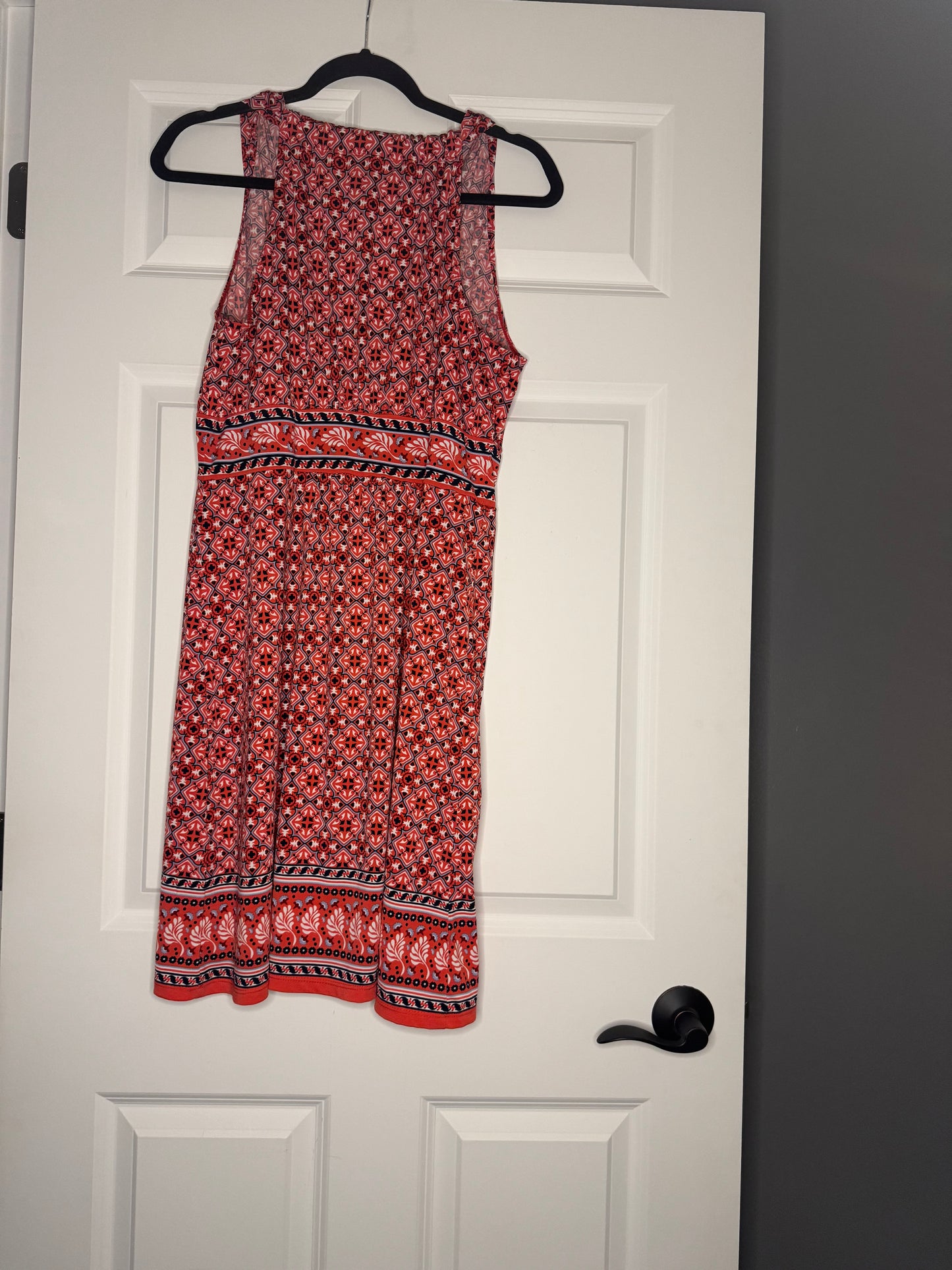 Max studio sleeveless dress short large orange blue red white print