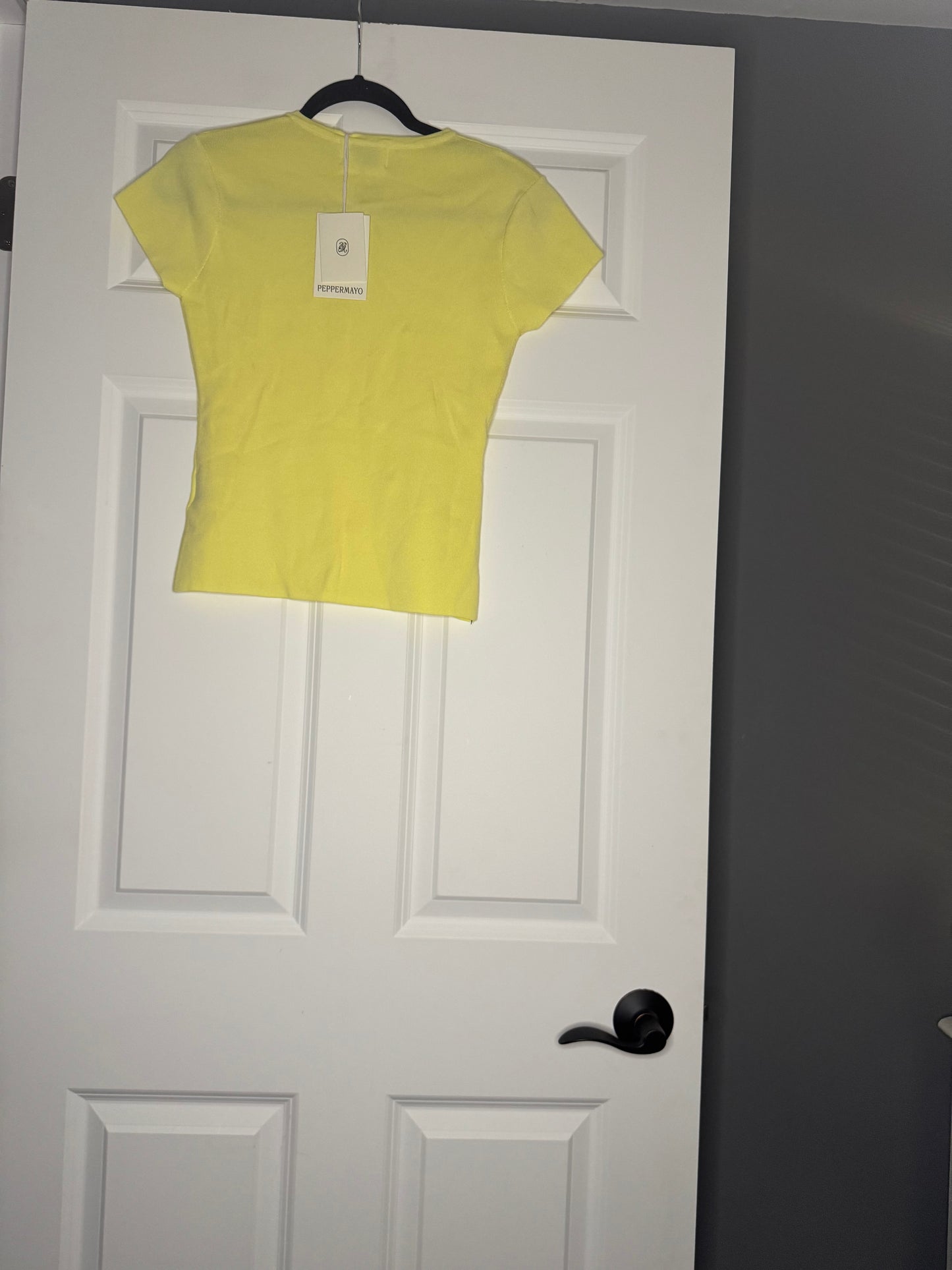 Peppermayo short sleeve cardigan large/extra large yellow w crochet floral nwt