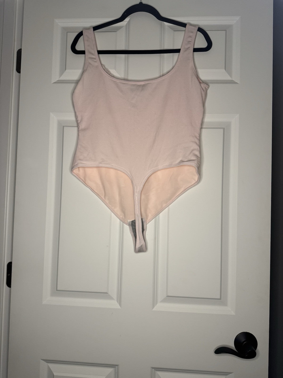 Popilush Bodysuit Xxl Light Pink Ribbed W Lace Wore Once