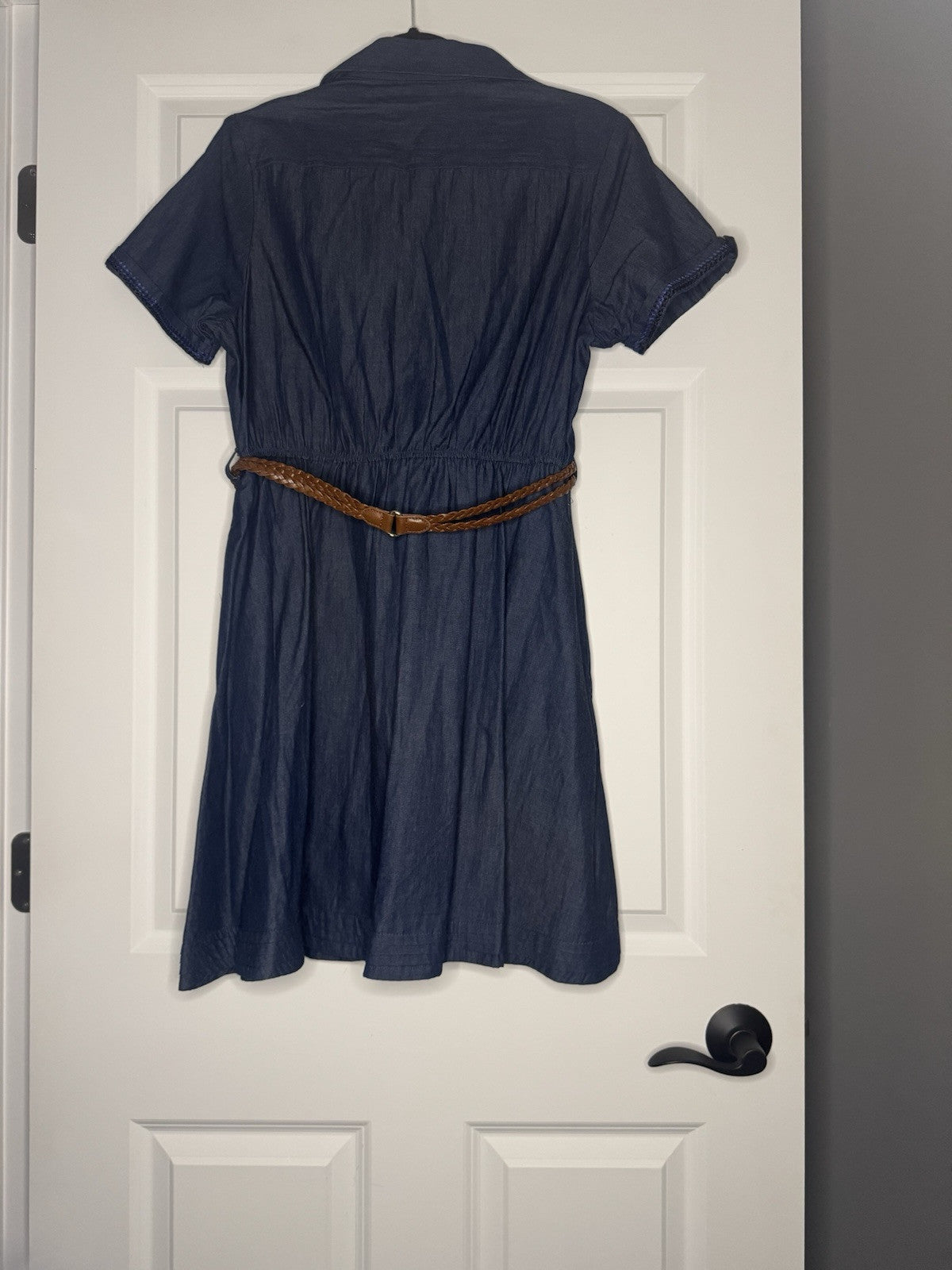 Uttam Boutique Dress Short Sleeve Blue Jean W Belt Size 8/10