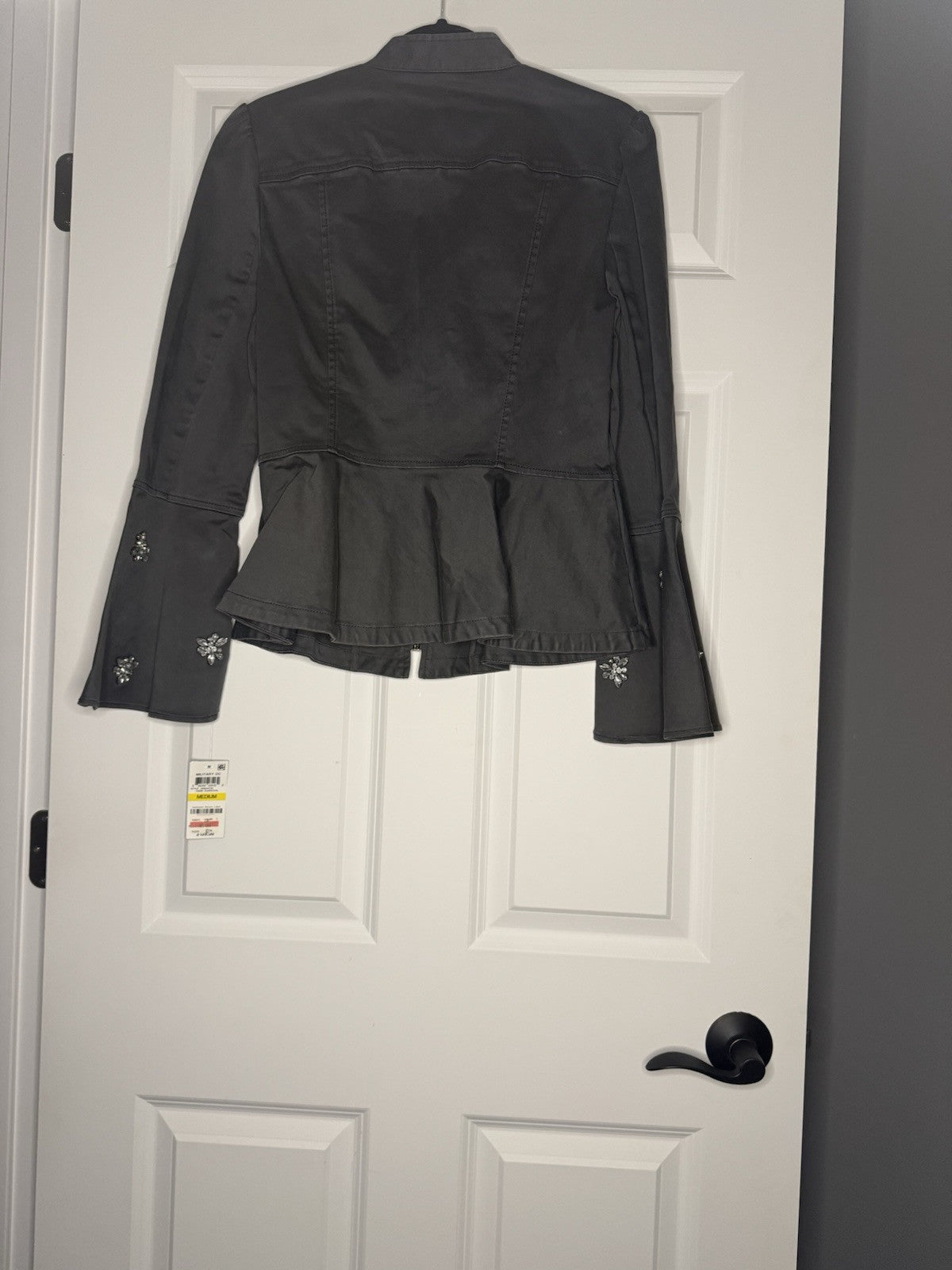 International Concepts Jacket Medium Gray W Beaded Floral Nwt 83.70