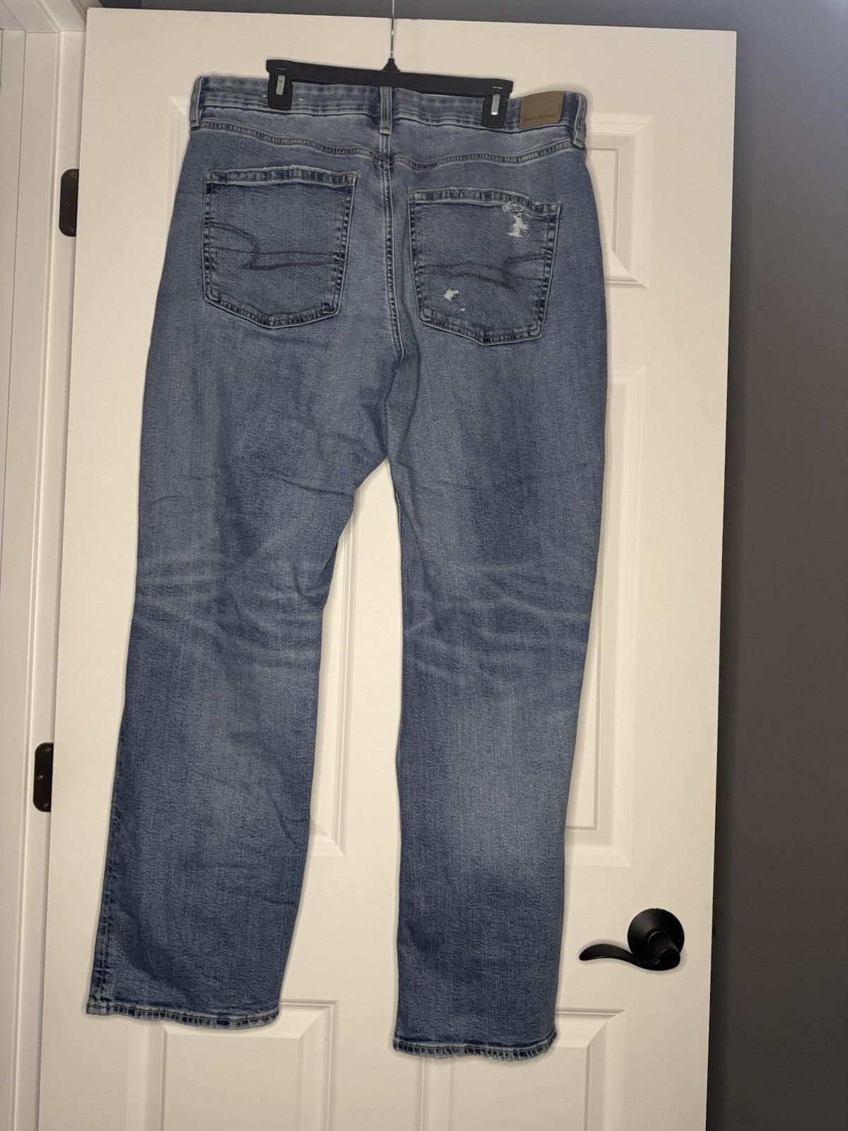 American Eagle Stretch Curvy Straight Jeans 18 Long Distressed Nwt
