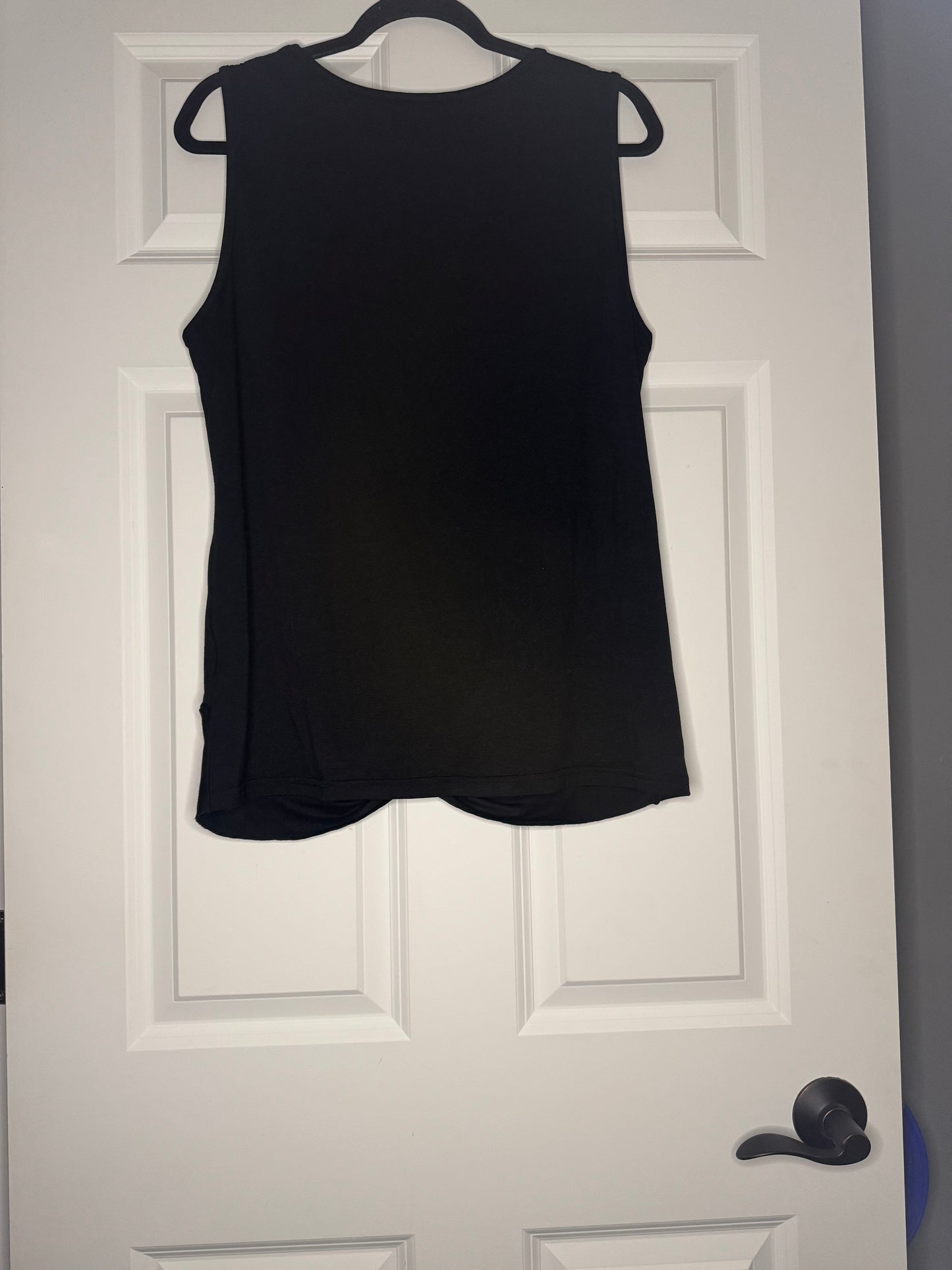 Unbranded sleeveless blouse black slashes in chest front tie knot xl