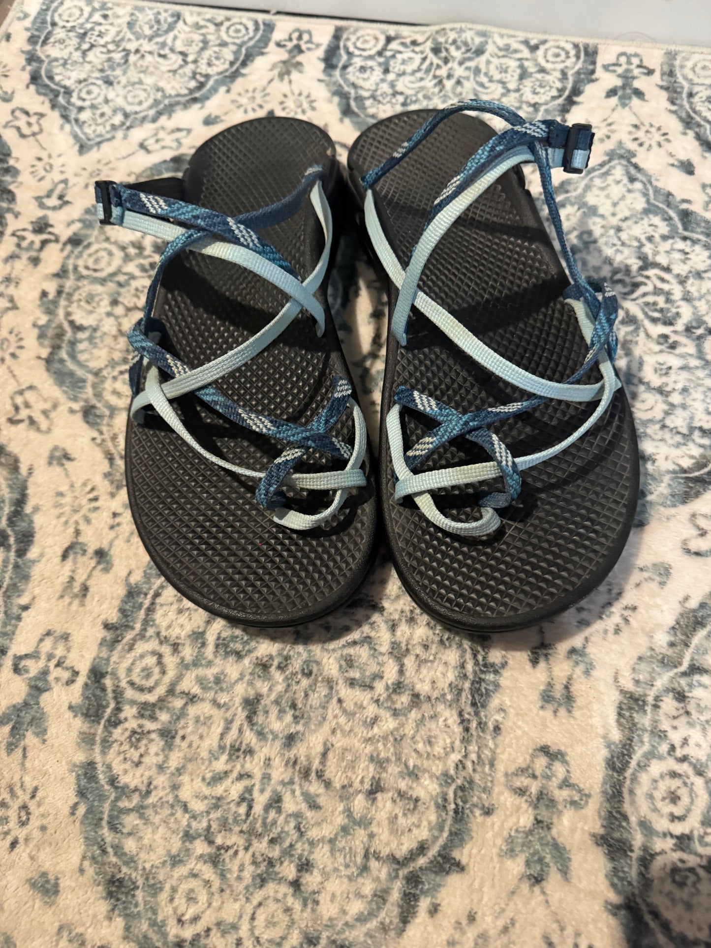 Chacos slip on sandals black blue green 10 excellent condition