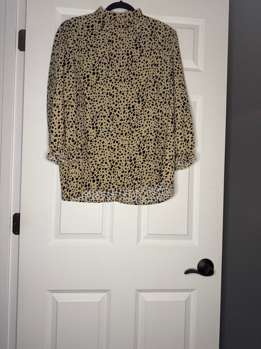 Unbranded long sleeve blouse xl brown w black animal print