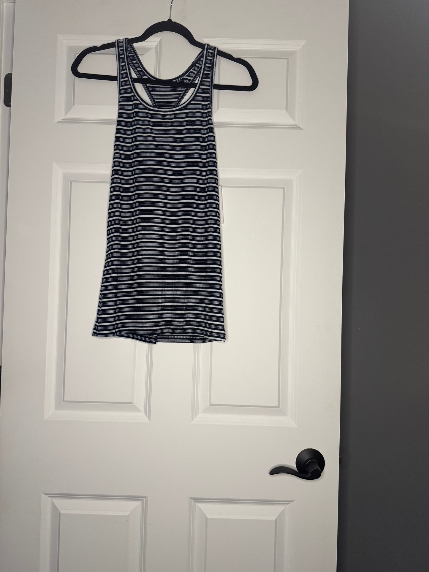 Jockey swift rib tank thunder blue white stripe nwt