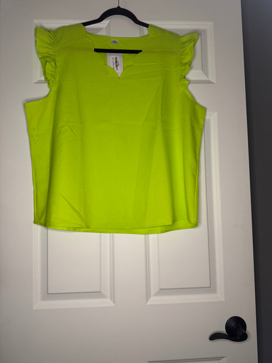 Sew in love short ruffle sleeve blouse 1xl neon green nwt 36