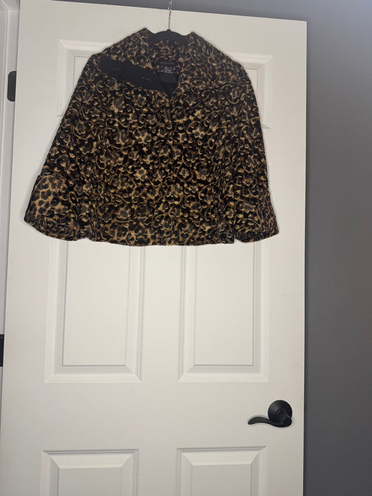 Etcetera jacket size 6 black brown animal print super classy