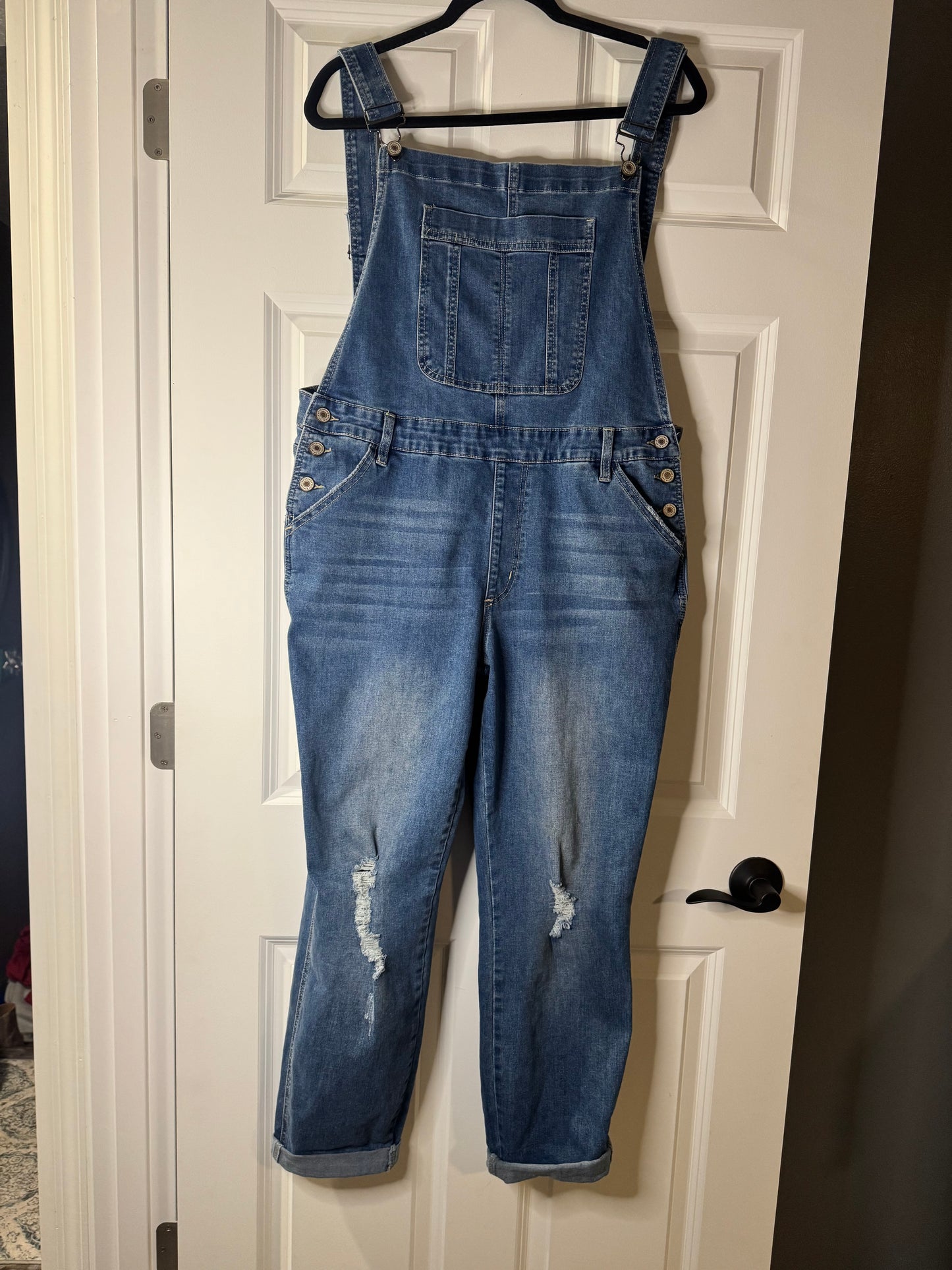 Kancan distressed denim bib overalls KC 5088M-B