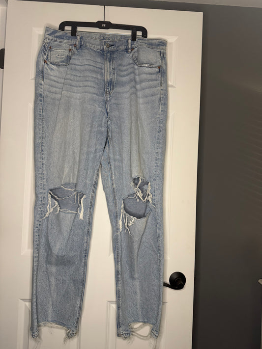 American Eagle Strigid super high rise baggy straight jeans 18 long nwt 69.95