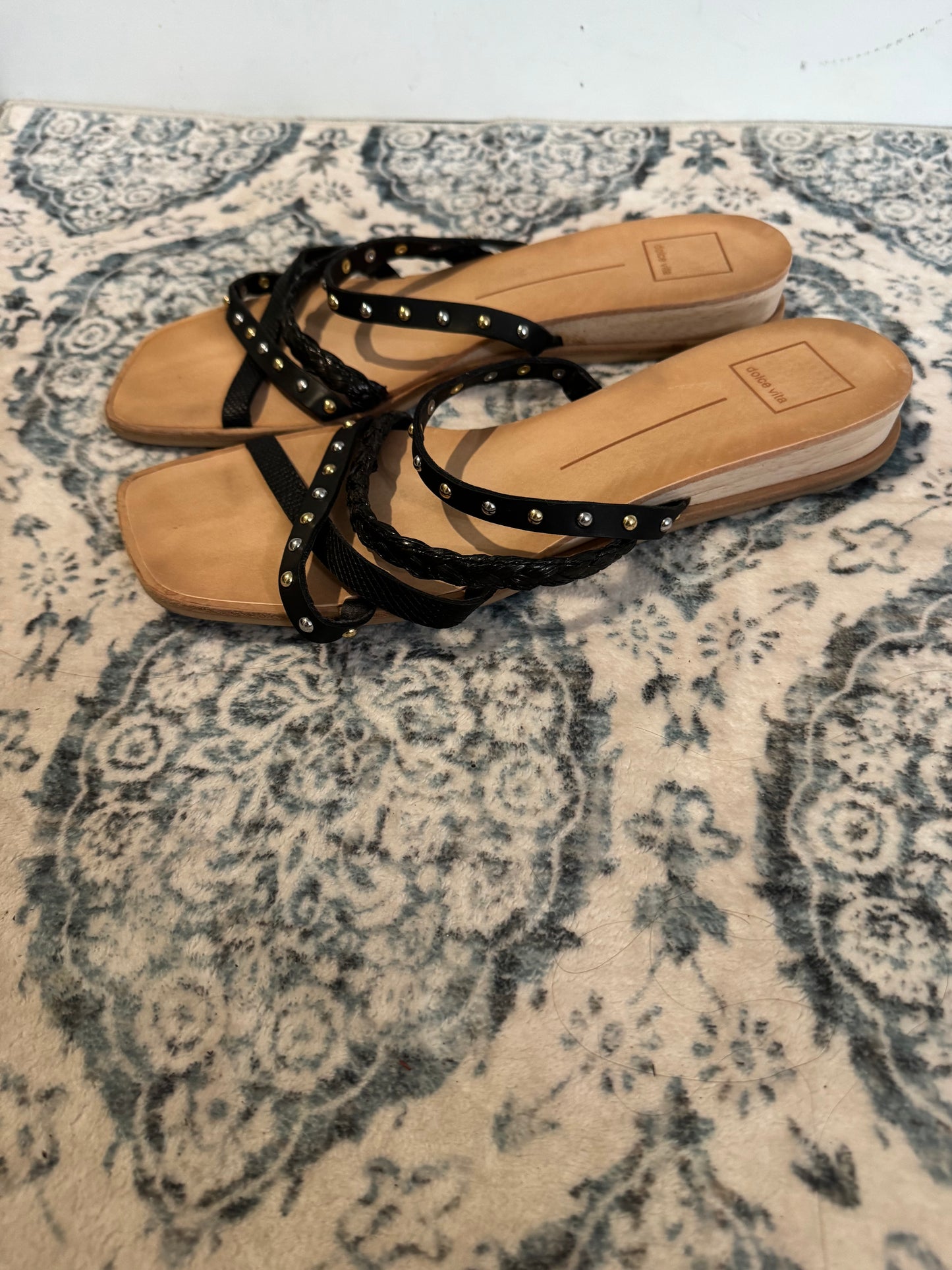 Dolce vita strappy sandals slip on black beaded straps size 10