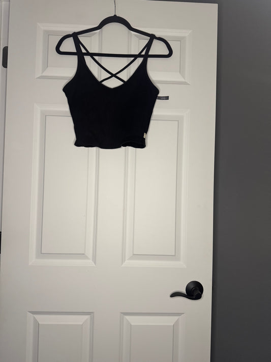 Vuori cropped tank ribbed black large