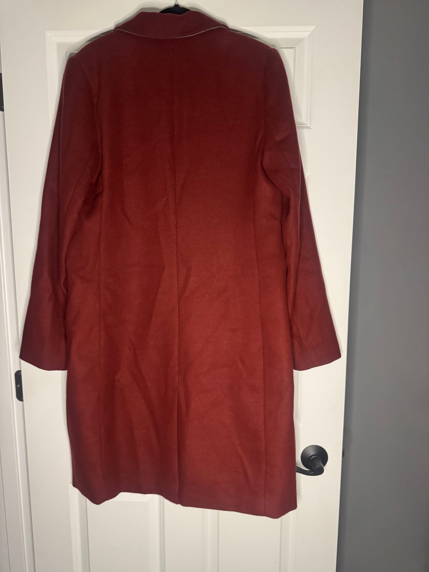 Banana republic large long pea coat burgundy