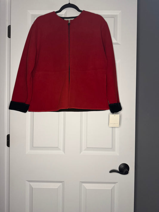 Susan Bristol zip up cardigan medium red black nwt $52