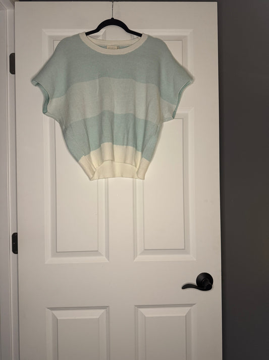 Dreamers by debut large short sleeve sweater green white