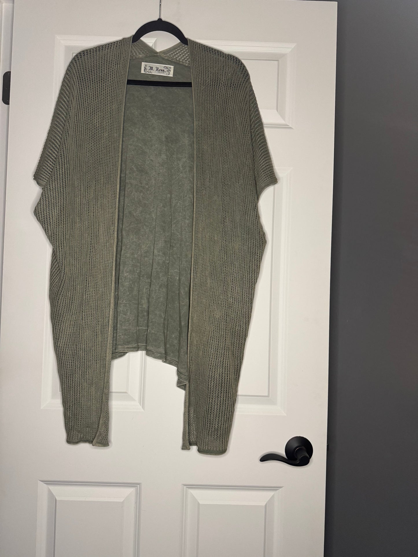 M Rena one size cardigan short sleeve green mesh