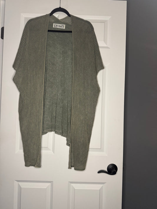 M Rena one size cardigan short sleeve green mesh