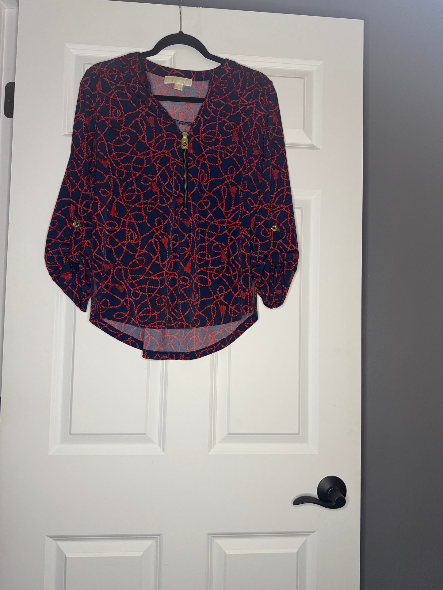 Michael Kors blouse can be 3/4 or long sleeve medium red blue print