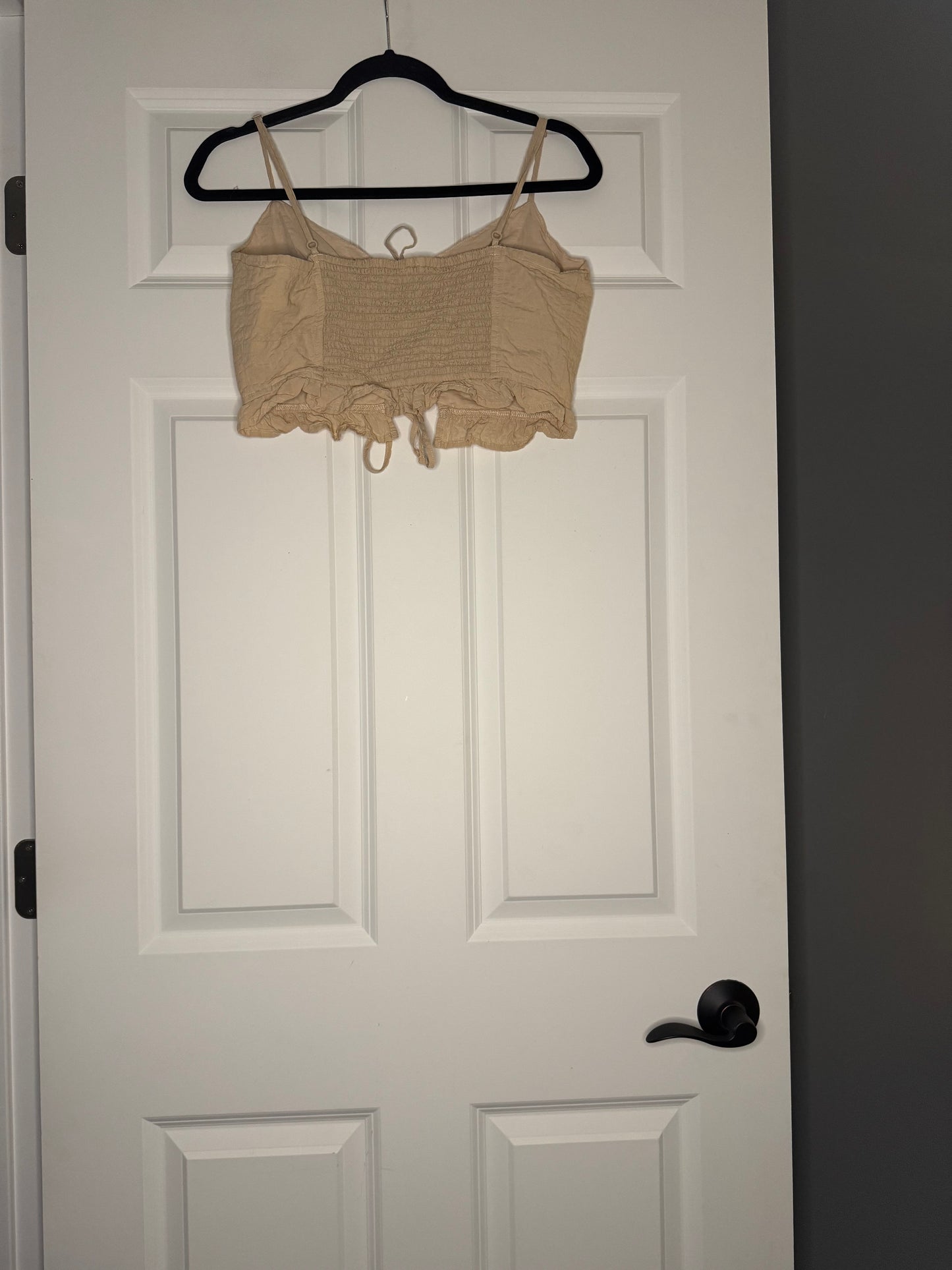 Aerie small sleeveless crop blouse built in bra beige