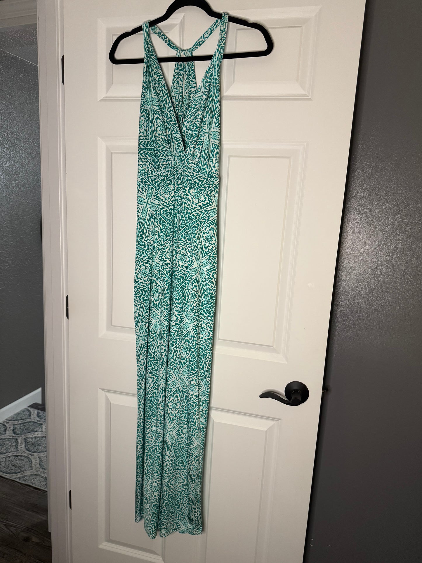 Le Lis sleeveless maxi dress medium green white print