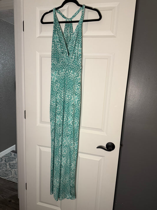 Le Lis sleeveless maxi dress medium green white print