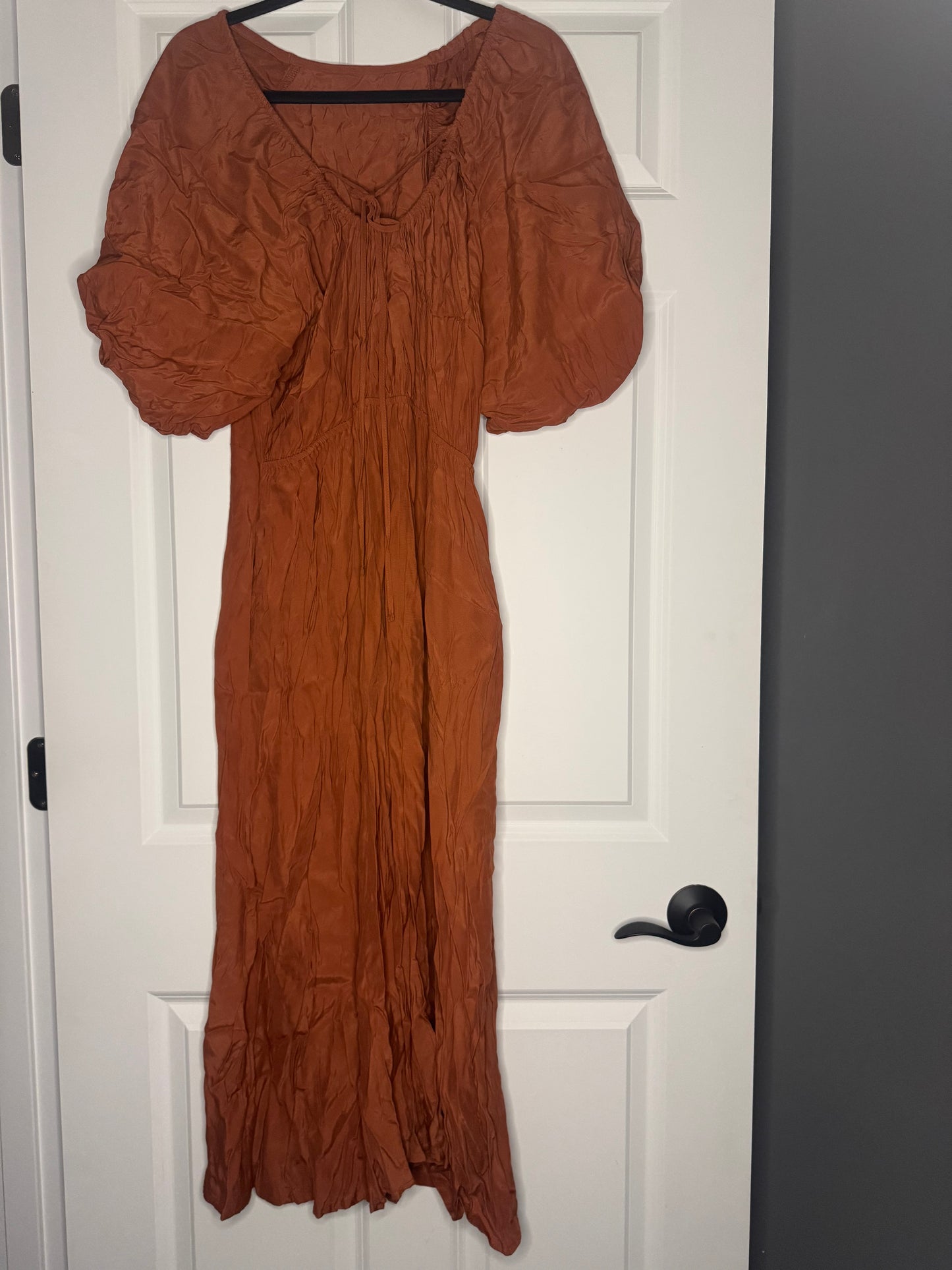 A new day short sleeve poofy sleeve dress large burnt orange