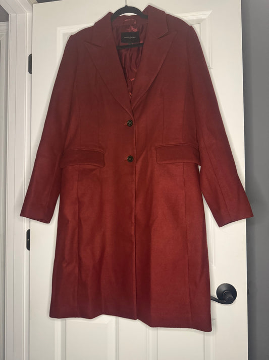 Banana republic large long pea coat burgundy