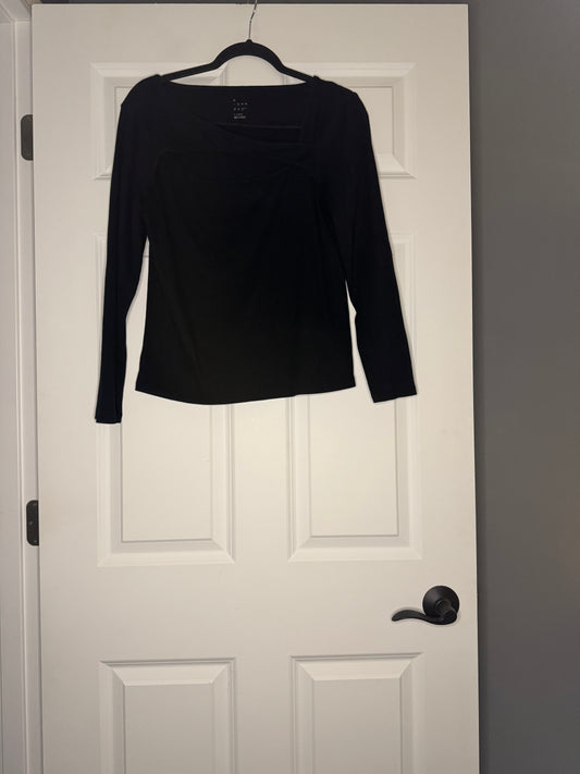 A new day long sleeve ribbed blouse xl black w chest cut outs