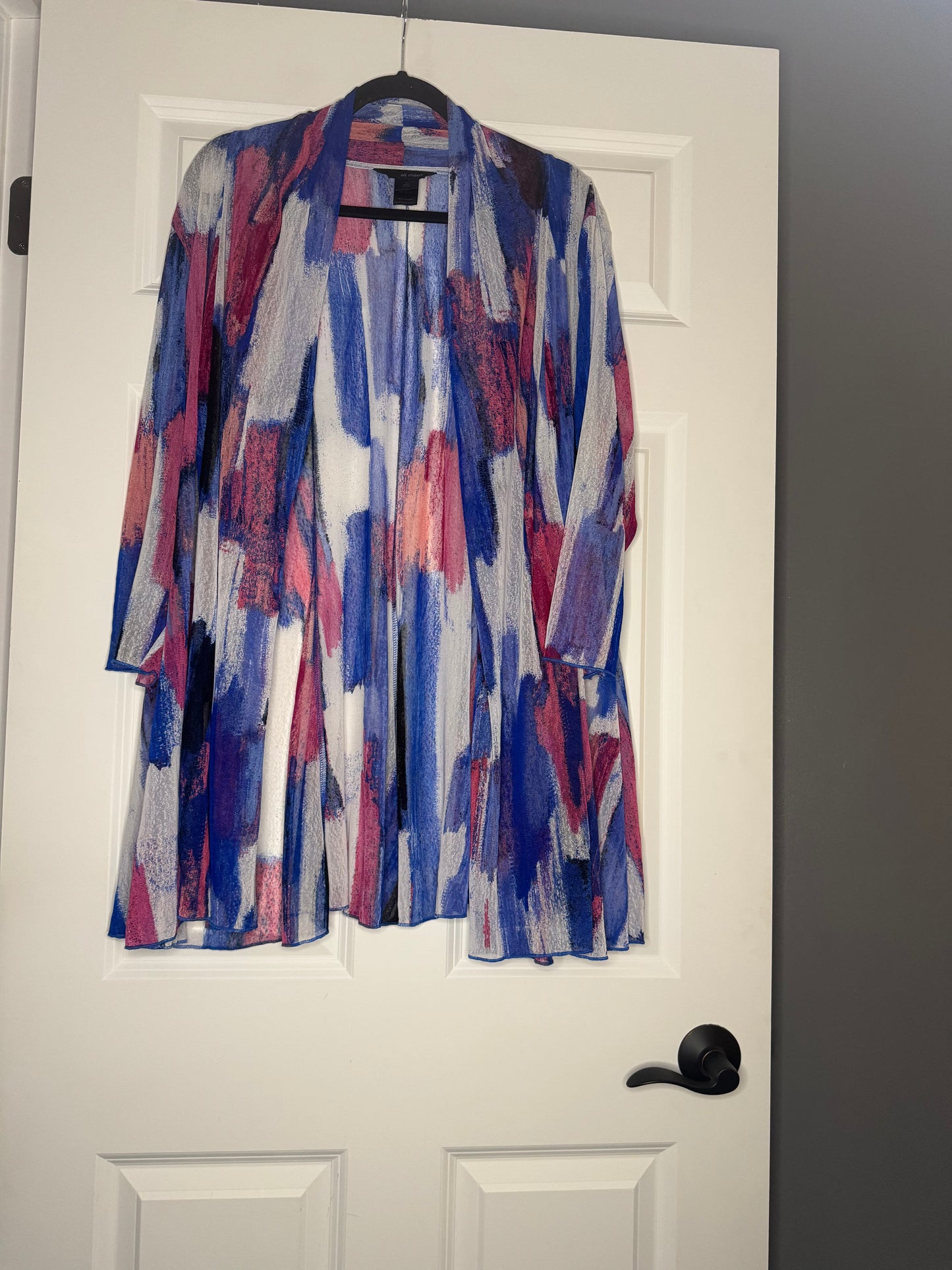 Ali miles 3/4 sleeve kimono 1x sheer blue pink white peach