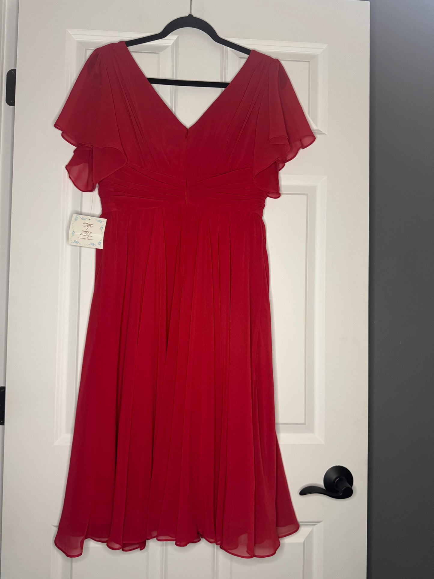 Suzi Chin short sleeve dress red knee length size 8 nwt