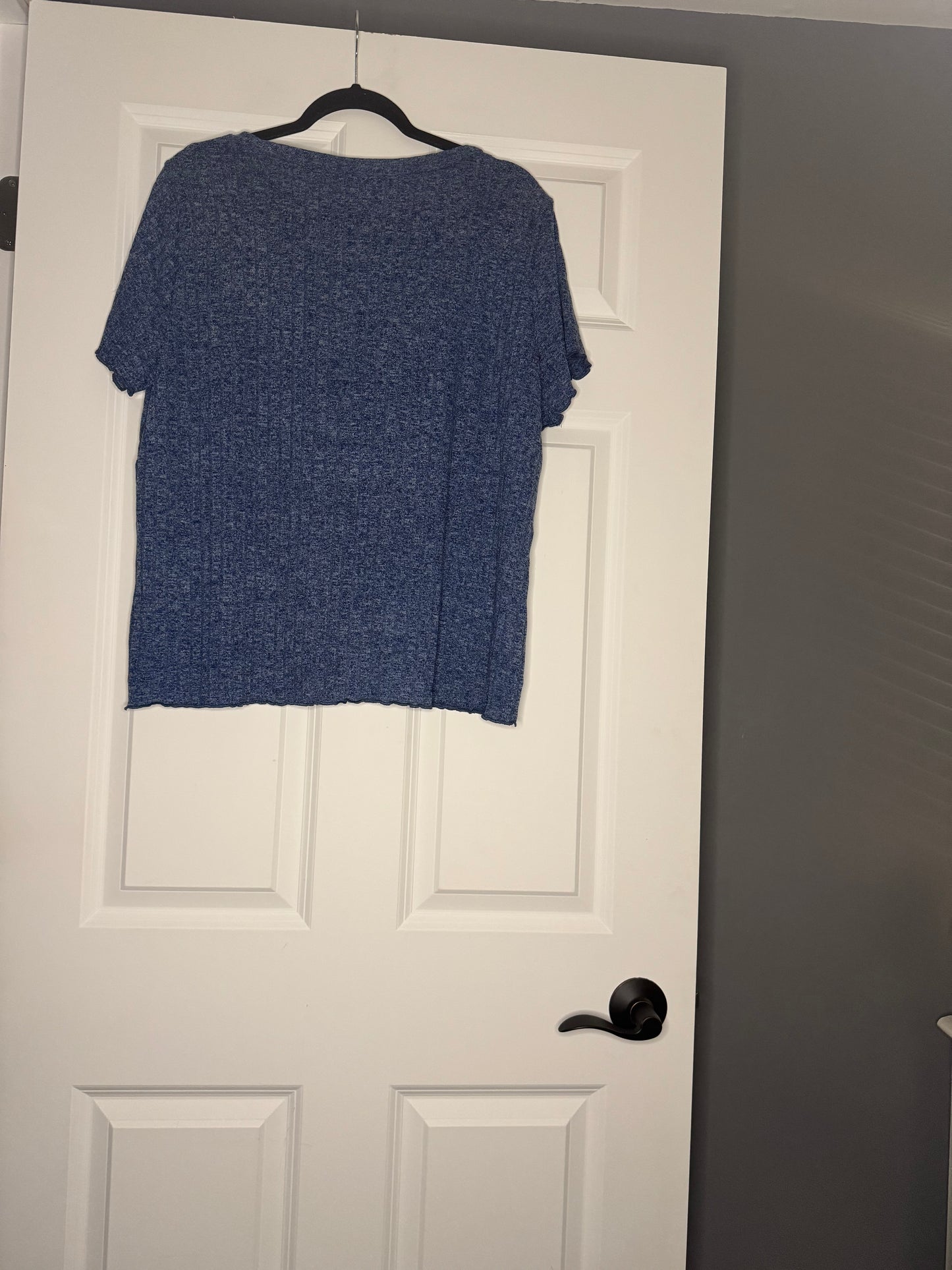 Ekouaer 2 piece lounge set 2xl short sleeve top and shorts blue heathered nwt