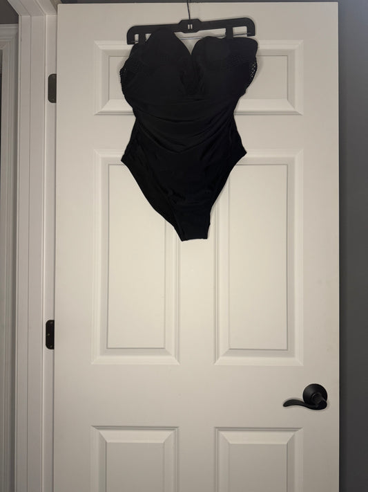 Kona sol strapless swimsuit black one piece xl w crochet overlap no straps