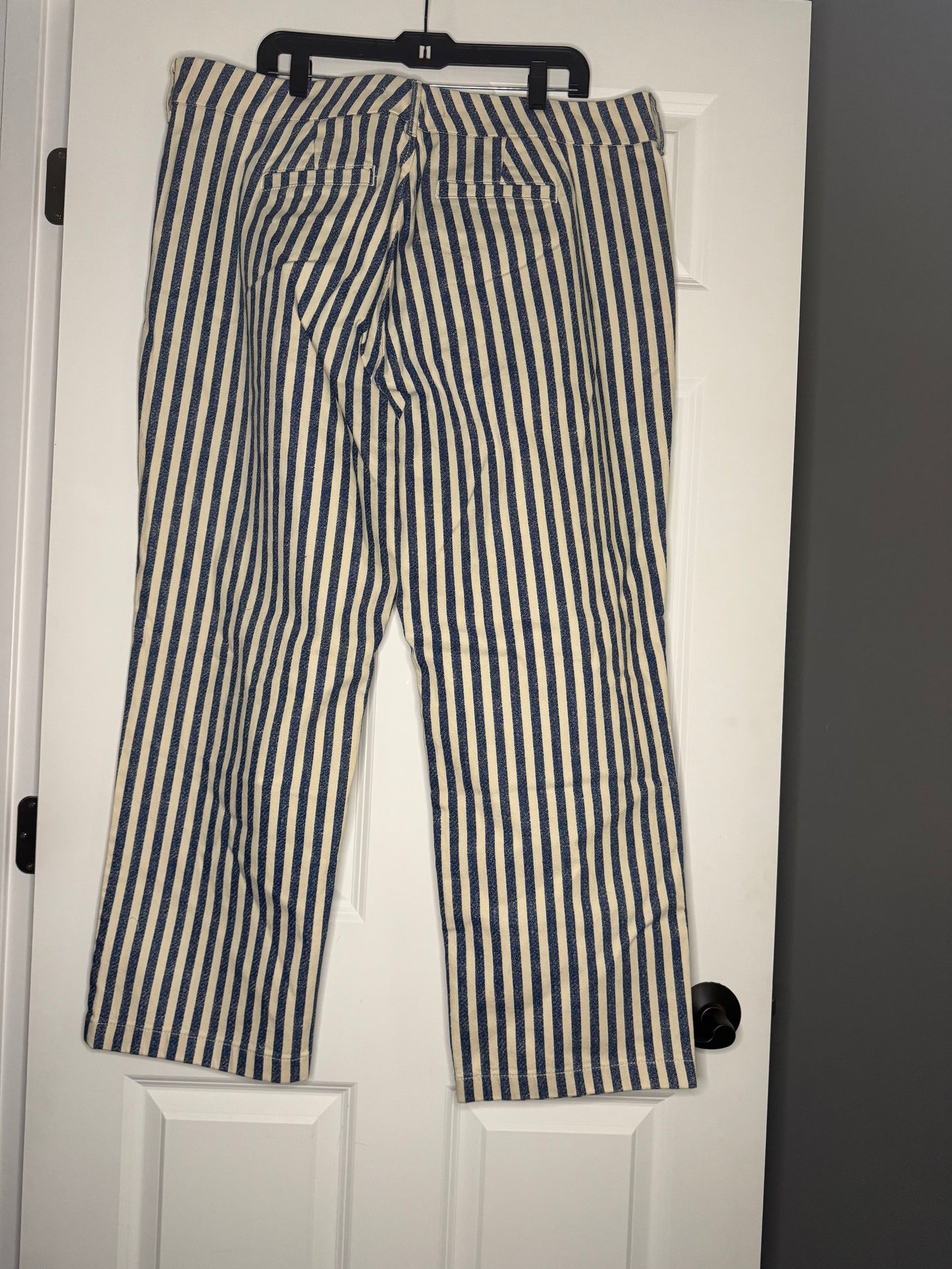 Belle isle by torrid pants cream blue striped size 16 nwot