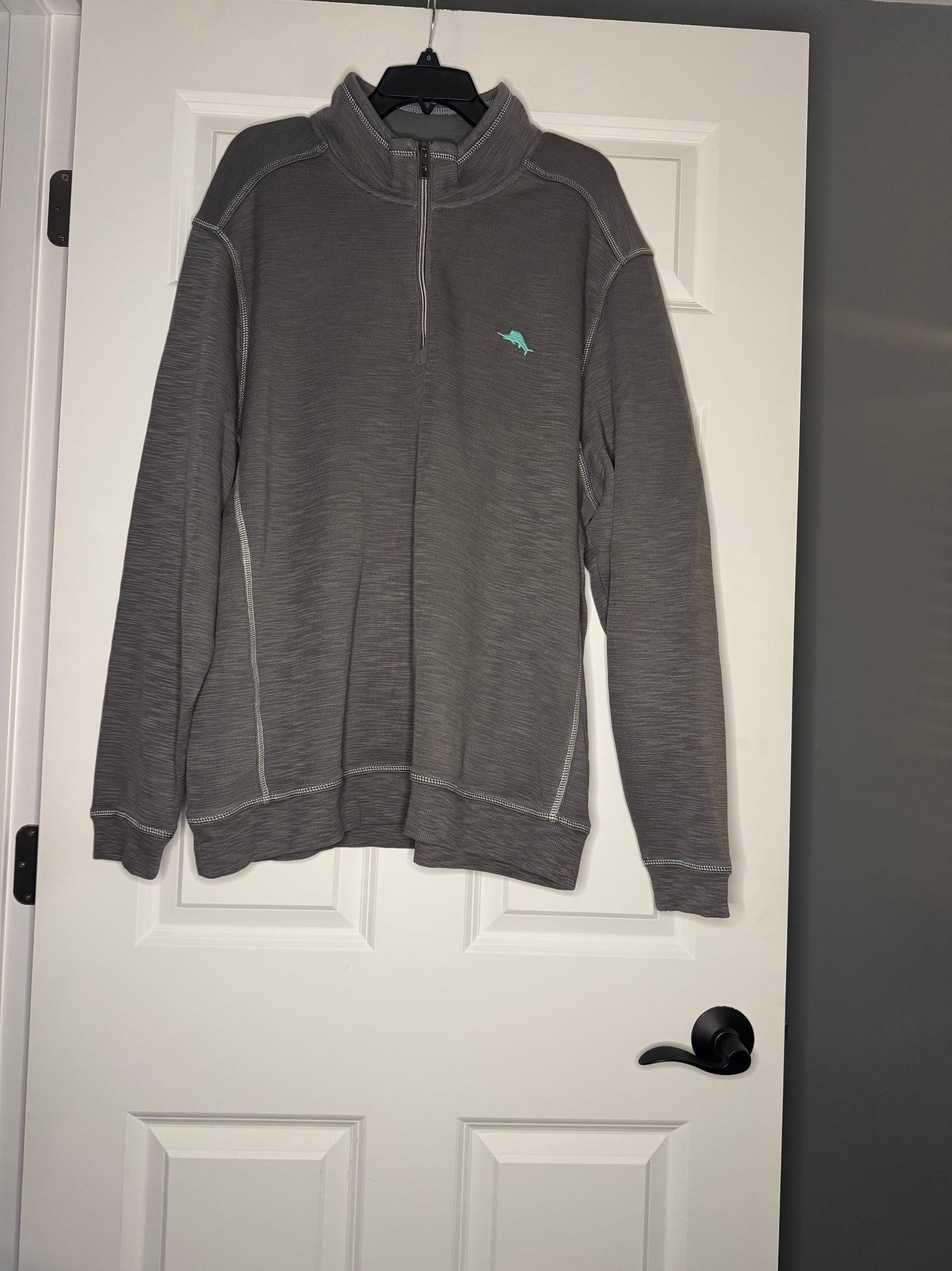 Timmy Bahama men’s half zip sweatshirt gray green logo xxl