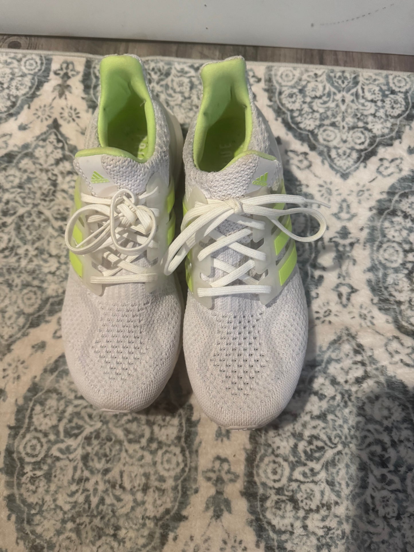 Adidas ultra boost sneakers size 10 white w lime green