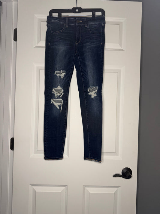 American Eagle next level stretch Jegging dark wash distressed regular 6