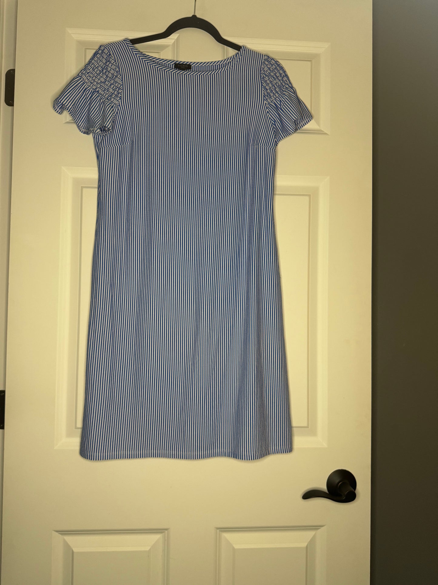 Talbots short sleeve dress blue white stripe small petite nwt 119