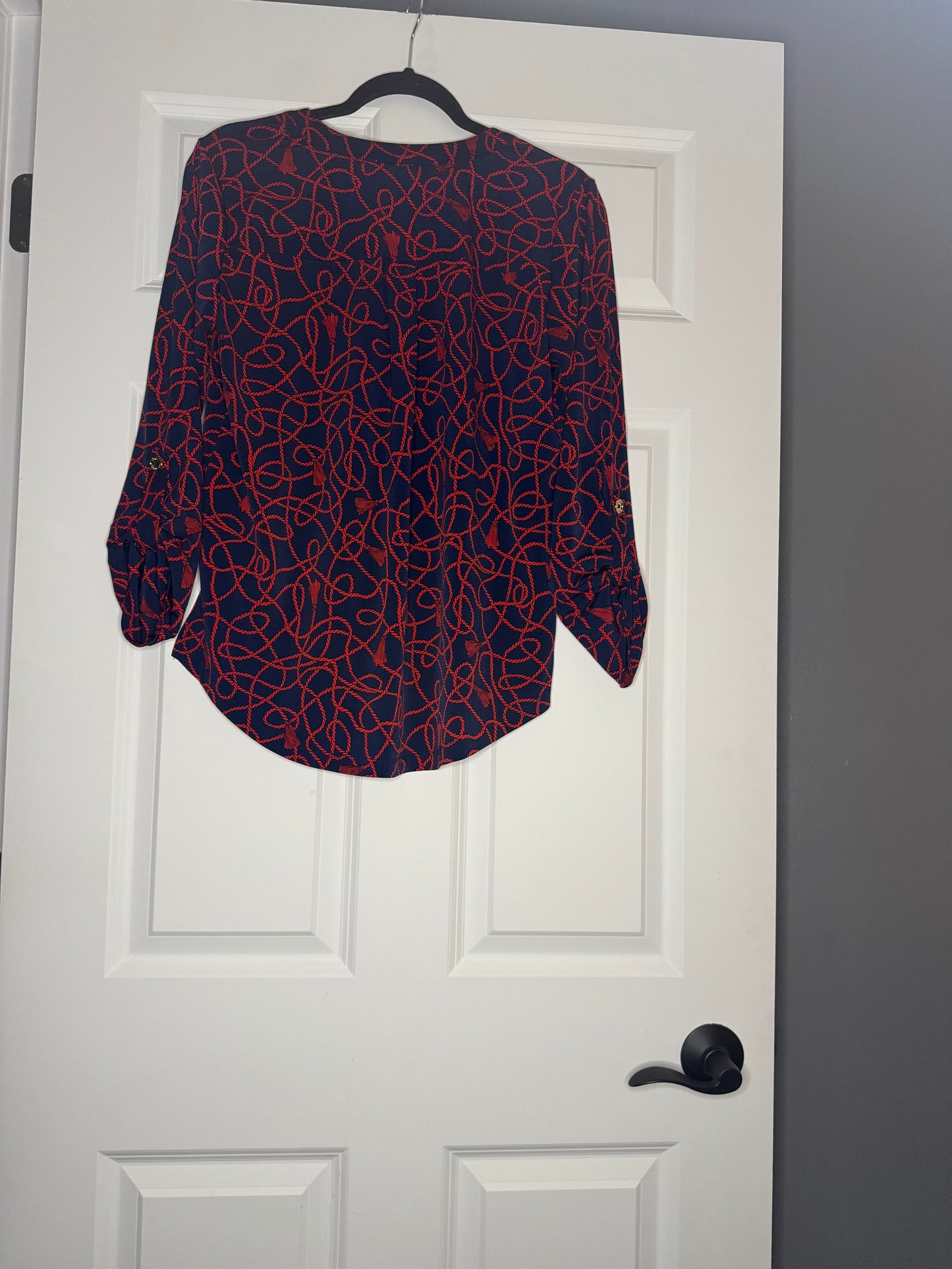 Michael Kors blouse can be 3/4 or long sleeve medium red blue print