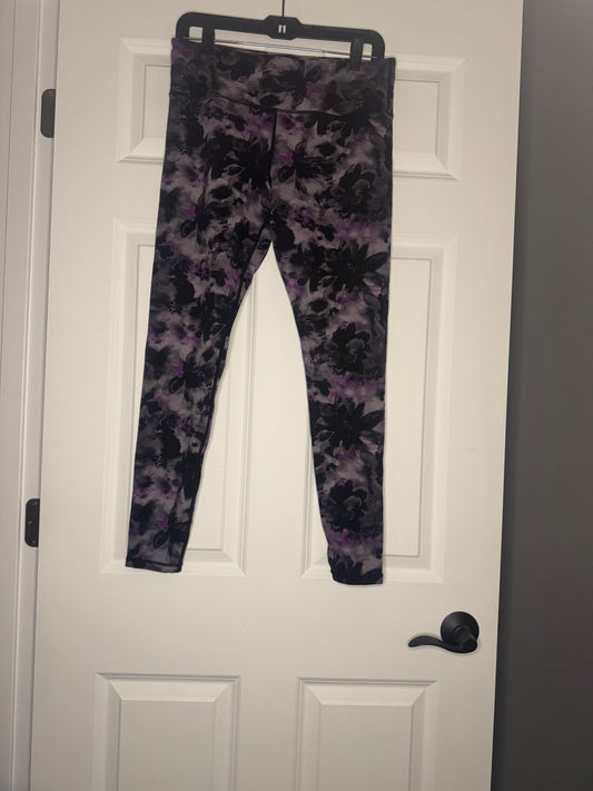 Zyia active 7/8” leggings gray black purple print 12
