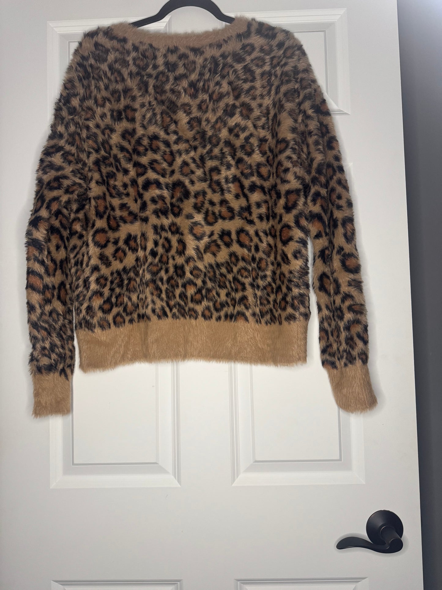 Anthropologie cloth and stone cardigan cheetah medium black and brown