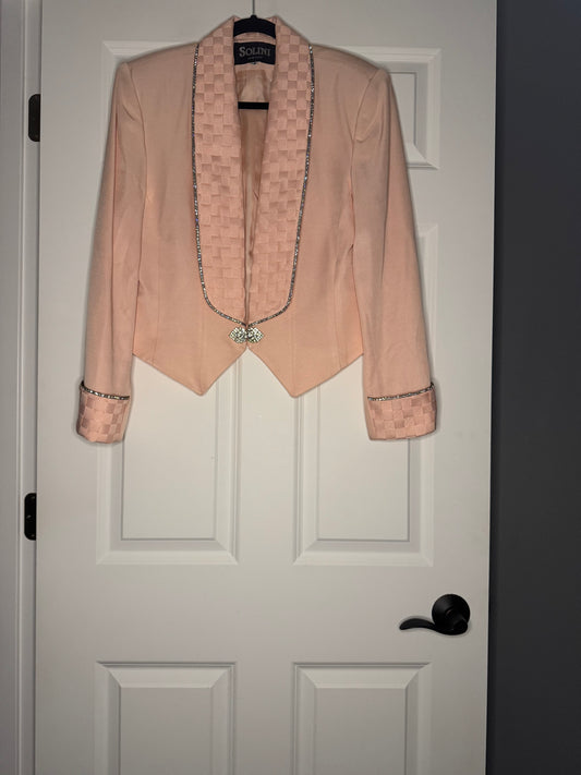 Solini New York blazer light pink size 12 w rhinestone decor