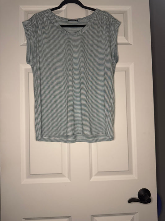 Staccato short sleeve blouse xl white green stripe