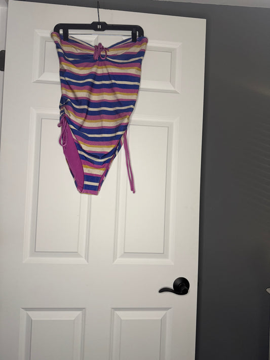 Aerie one piece cheeky swimsuit xl long pink mustard violet cream ribbed