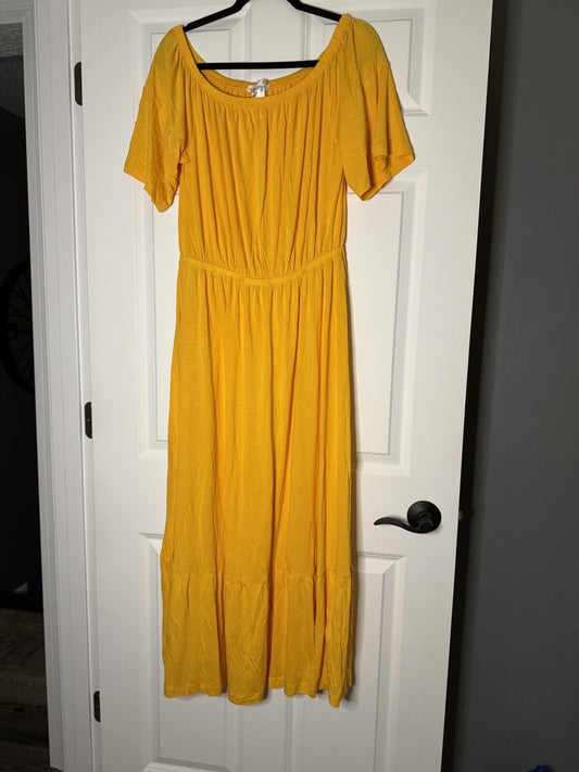 Venus Short Sleeve Dress Yellow Large Nwot 